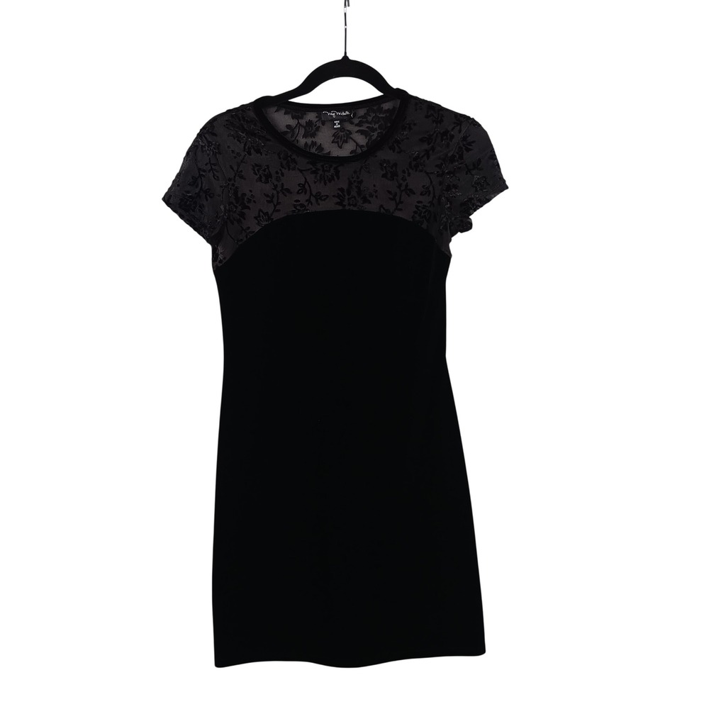 My Michelle Black Lace Velvet Sheath‎ Dress Short Sleeve Party Occasion